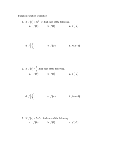 Function Notation Worksheet