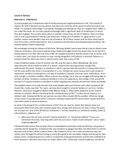 Lesson 6: Balance Balanced vs. Unbalanced So many people are in