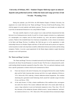 Field Trip Report - Society of Economic Geologists