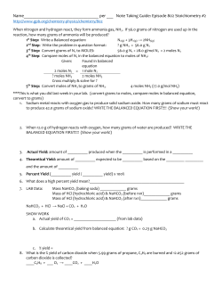 Note Taking Guide: Episode 802 Stoichiometry #2