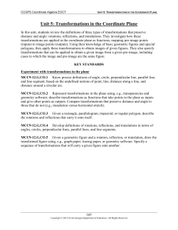 Unit 5: Transformations in the Coordinate Plane