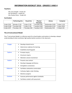 information booklet 2016 - grades 3 and 4