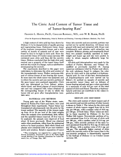 The Citric Acid Content of Tumor Tissue and of