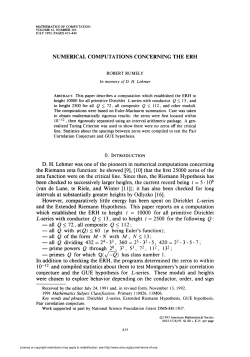 NUMERICAL COMPUTATIONS CONCERNING THE ERH &mdash; all Q