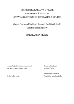 UNIVERZITA KARLOVA V PRAZE FILOZOFICK&Aacute; FAKULTA &Uacute;STAV