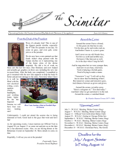 Deadline for the July / August Scimitar Is Friday