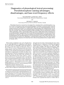 Pseudohomophone naming advantages, disadvantages, and base