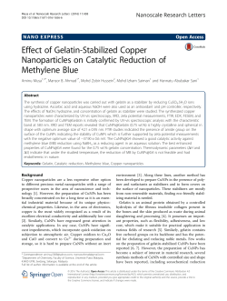 Effect of Gelatin-Stabilized Copper Nanoparticles on Catalytic