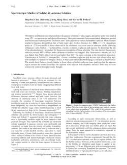 Spectroscopic Studies of Solutes in Aqueous Solution