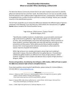 Parent/Guardian Information: What to Consider When Identifying a