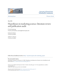 Hypotheses in marketing science - ScholarlyCommons