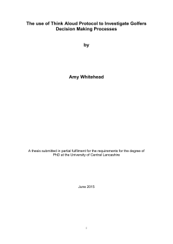 The use of Think Aloud Protocol to Investigate Golfers Decision