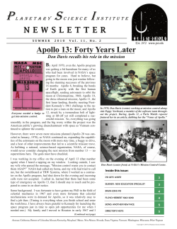NEWSLETTER Apollo 13: Forty Years Later