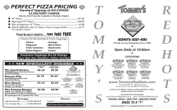 Tommy`s Red Hot`s Menu