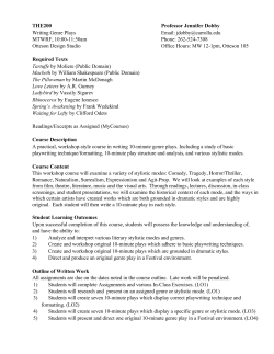 THE200 Professor Jennifer Dobby Writing Genre Plays Email