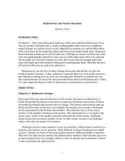 Radioactivity and Nuclear Reactions