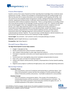 High School Spanish II Curriculum Guide Course