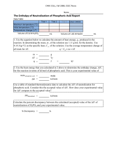 The Enthalpy of Neutralization of Phosphoric Acid Report