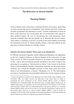 The Relevance of African Studies