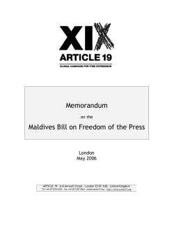 Memorandum Maldives Bill on Freedom of the Press