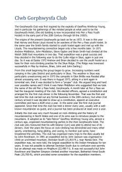 brief history - Gorphwysfa Club