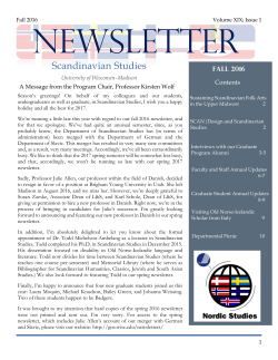 Fall 2016 Newsletter Nordic - German, Nordic, and Slavic