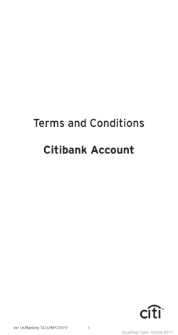 Terms and Conditions Citibank Account