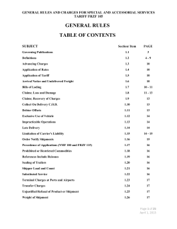 general rules table of contents
