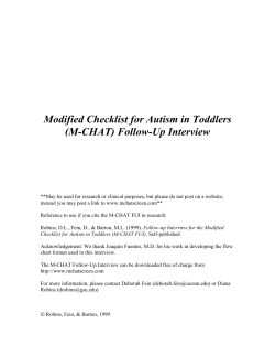 Modified Checklist for Autism in Toddlers (M-CHAT)