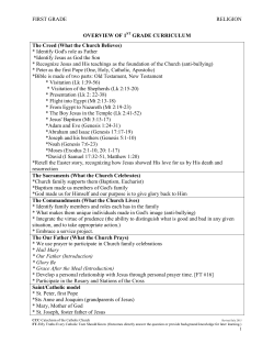FIRST GRADE RELIGION OVERVIEW OF 1 GRADE CURRICULUM