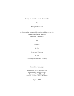 Essays in Development Economics by Liang Richard Bai A