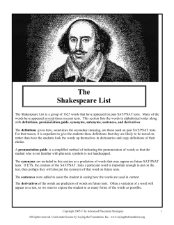 Shakespeare List