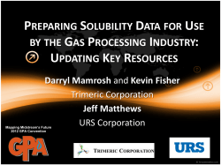 Preparing Solubility Data for Use by the Gas Processing Industry