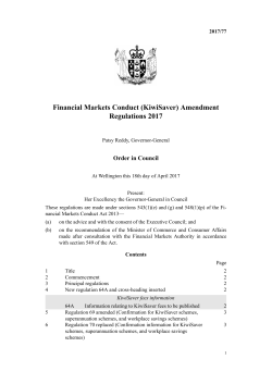 Financial Markets Conduct (KiwiSaver) Amendment Regulations 2017