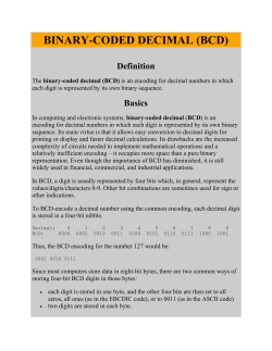 BINARY-CODED DECIMAL (BCD) Definition