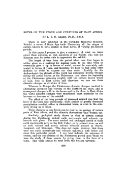 NOTES ON THE STONE AGE CULTURES OF EAST AFRICA. By