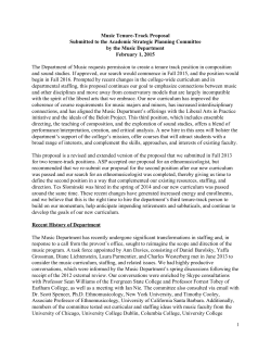 Music TenureTrack Proposal Submitted to the