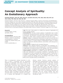 Concept Analysis of Spirituality: An Evolutionary Approach
