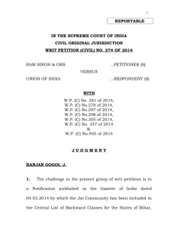 274 OF 2014 Ram Singh and Ors Vs Union of India