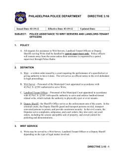 Police Assistance to Writ Servers and Landlord Tenant Officers
