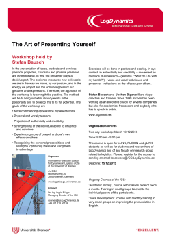 The Art of Presenting Yourself - International Graduate School for