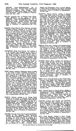 1856 THE LONDON GAZETTE, OTH FEBRUARY 1968