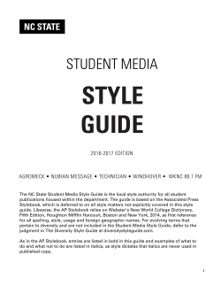 NC State Student Media Style Guide 2016-2017