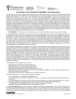 electronic fund transfers agreement and disclosure