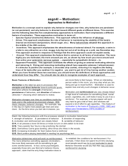 Approaches to Motivation I - Indiana University Bloomington