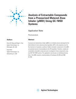 Analysis of Extractable Compounds from a Pressurized