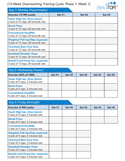 12-Week Overreaching Training Cycle: Phase 1: Week 1