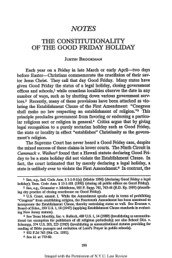 Constitutionality of the Good Friday Holiday, The