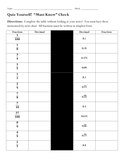 Quiz Yourself! “Must Know” Check