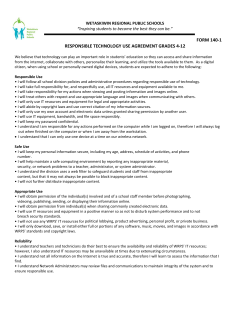 FORM 140-1 RESPONSIBLE TECHNOLOGY USE AGREEMENT